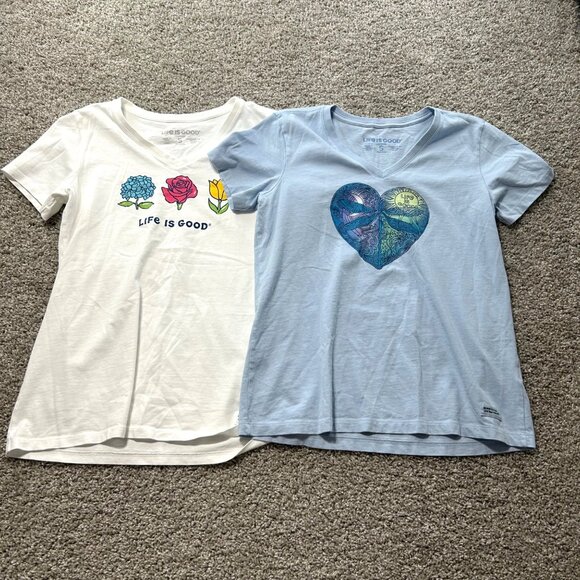 Life Is Good Womens  T-Shirts Bundle Of 4 Small V-Neck Casual Tops - Picture 2 of 7